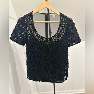 Burberry Black Sheer Floral Top